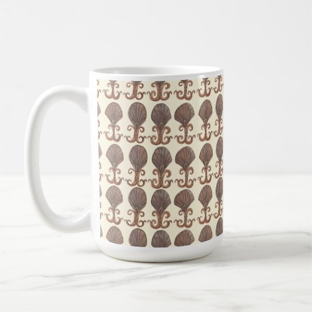 Avalon Art Deco Shell Pattern Watercolor Coffee Mug (Left)