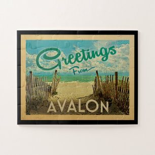 Avalon Beach Vintage Travel Jigsaw Puzzle