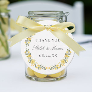 Avalon Butter Yellow Floral Wreath Wedding Favour Tags