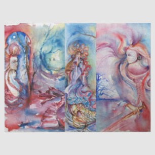 AVALON, LADY OF LAKE, MORGANA Pink Blue Fantasy Tissue Paper