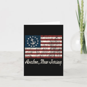 Avalon Nj Vintage Sailing Us Anchor Boat Flag Tee Card