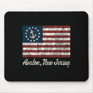 Avalon Nj Vintage Sailing Us Anchor Boat Flag Tee Mouse Pad