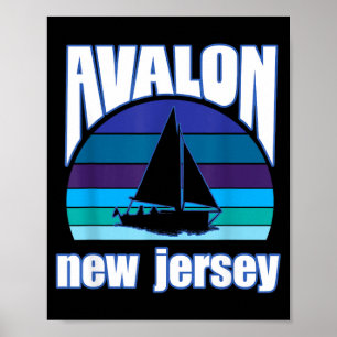 Avalon NJ With Sailboat For Summer Beach Ocean Poster
