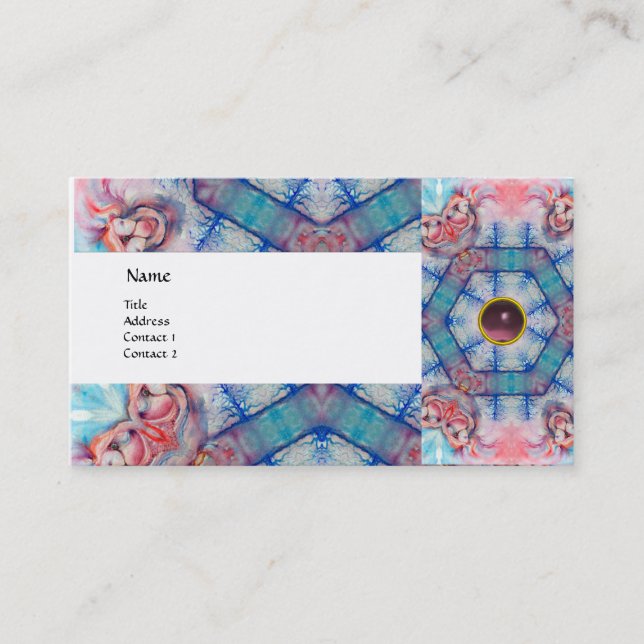 AVALON PSYCHEDELIC ,pink gem amethyst eggshell Business Card (Front)