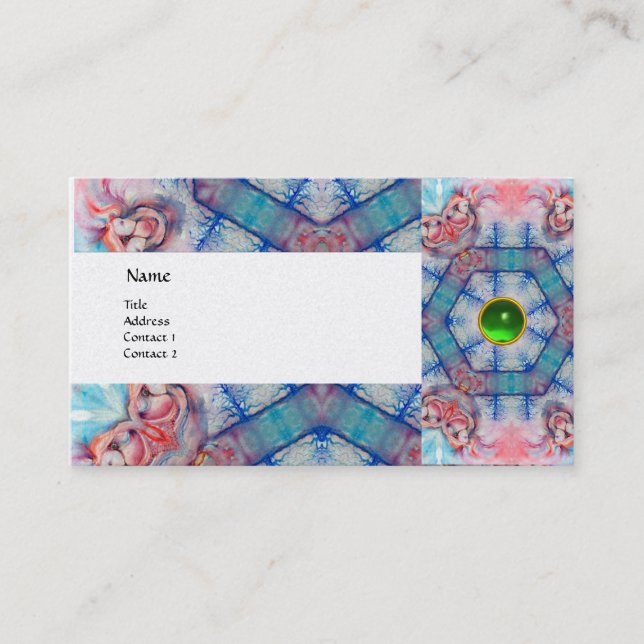 AVALON PSYCHEDELIC ,pink gem emerald gold Business Card (Front)