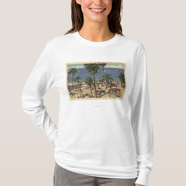 Avalon View of Beach w/ Sunbathers T-Shirt (Front)