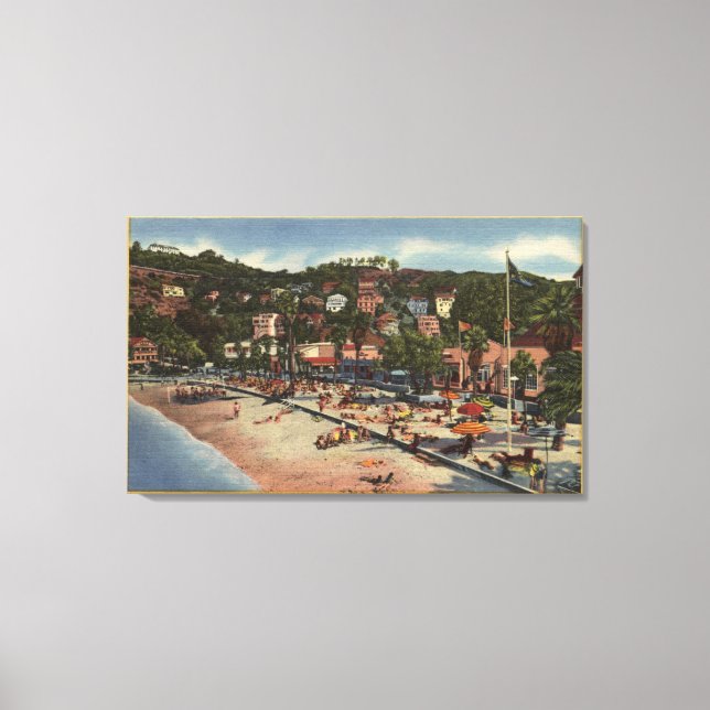 Avalon View of Crescent Ave. & Beach Canvas Print (Front)