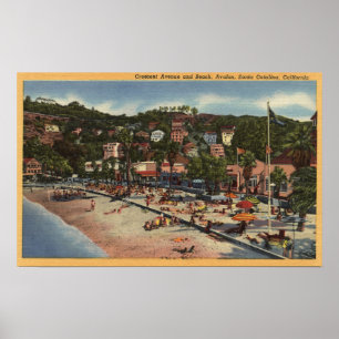 Avalon View of Crescent Ave. & Beach Poster