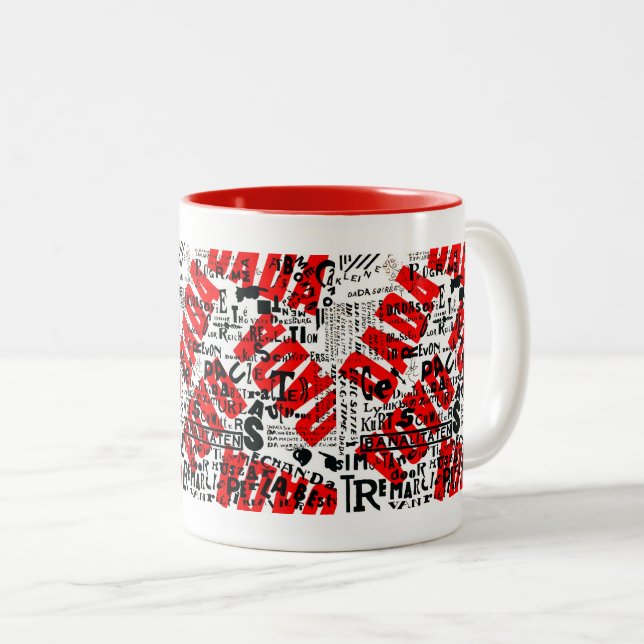 AVANT GARDE 1922 DADA ART TEXT DESIGN Two-Tone COFFEE MUG (Front Right)