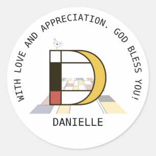 Avant-Garde Art Style Monogram. Letter D Classic Round Sticker