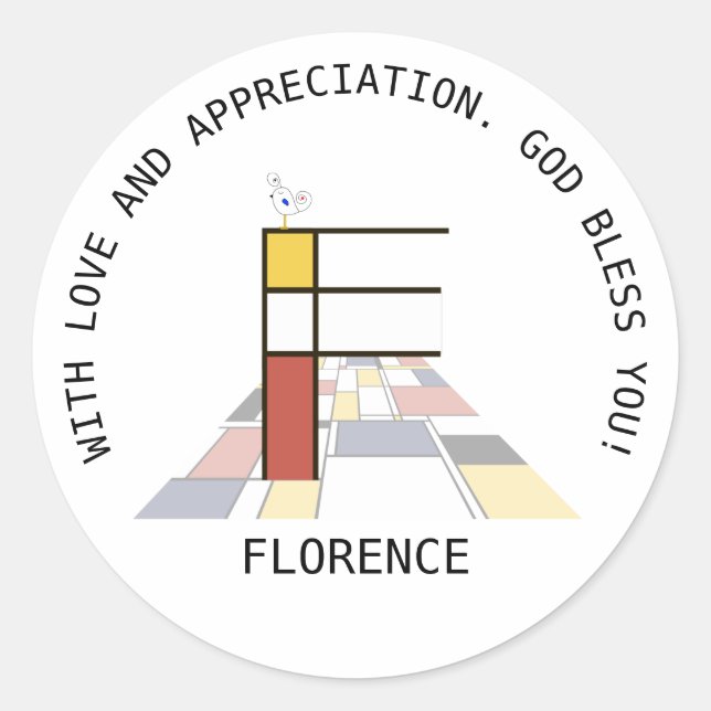 Avant-Garde Art Style Monogram. Letter F Classic Round Sticker (Front)