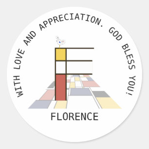 Avant-Garde Art Style Monogram. Letter F Classic Round Sticker