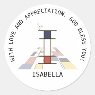 Avant-Garde Art Style Monogram. Letter I Classic Round Sticker