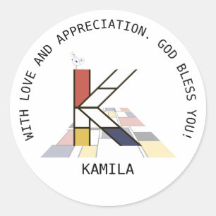Avant-Garde Art Style Monogram. Letter K Classic Round Sticker