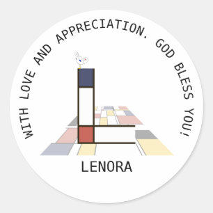 Avant-Garde Art Style Monogram. Letter L Classic Round Sticker