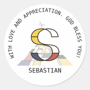 Avant-Garde Art Style Monogram. Letter S Classic Round Sticker
