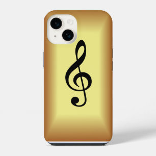 Avant Garde, Black G clef on Gold Background iPhone 14 Case