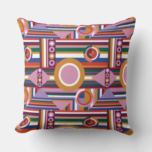 Avant-Garde Bold Retro Geometric Throw Pillow (Front)