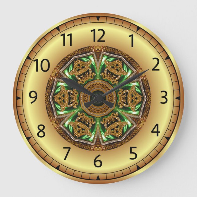 Avant - Garde, Green and Gold, Design KNF 1 ~  Large Clock (Front)