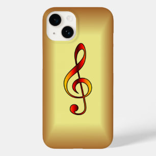 Avant Garde, Red, Gold G clef on Gold Background   Case-Mate iPhone 14 Case