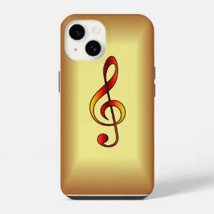 Avant Garde, Red, Gold G clef on Gold Background iPhone 14 Case