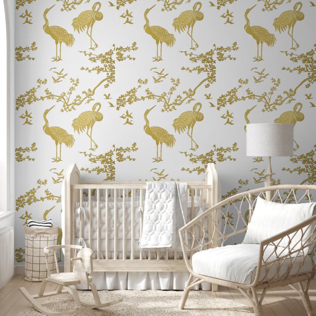 Avant-Garde Sakura & Cranes Harmony Wallpaper (Kids)