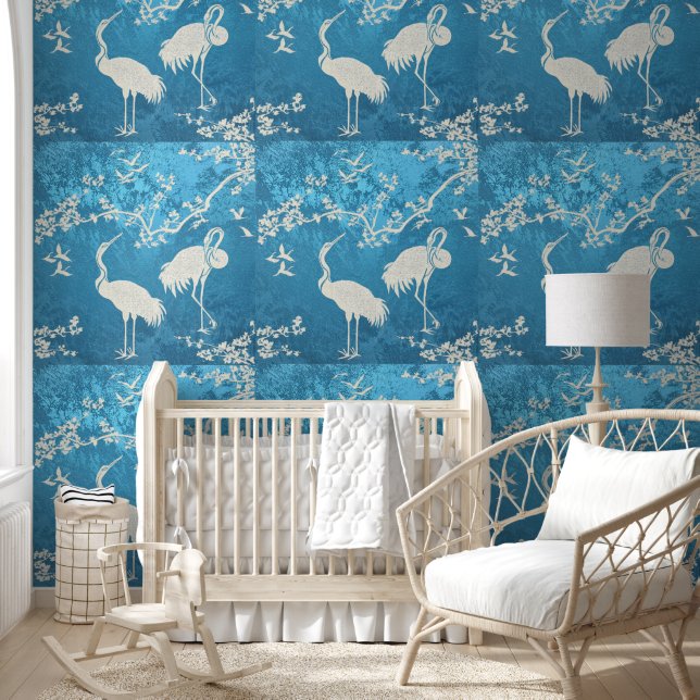 Avant-Garde Sakura & Cranes Harmony Wallpaper (Kids)