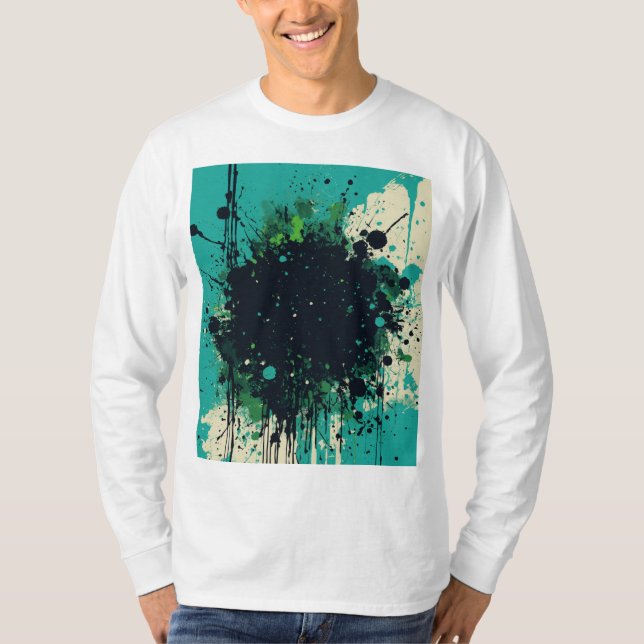 Avant-Garde Splatter: High-End Futuristic Designer T-Shirt (Front)