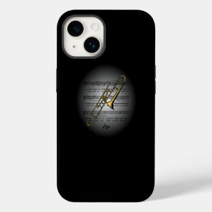 Avant Garde Trombone on Globe with Sheet Music iPhone 14 Case
