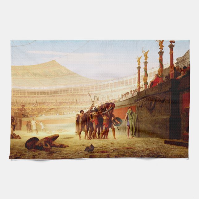 Ave Caesar by Jean-Leon Gerome Tea Towel (Horizontal)