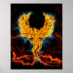 Ave Fenix Golden Lightning wings Poster