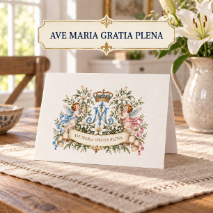 Ave Maria Gratia Plena Catholic Marian Angels Card