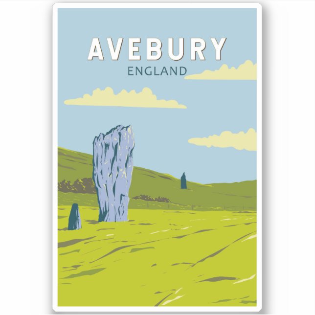 Avebury England Travel Art Vintage (Front)