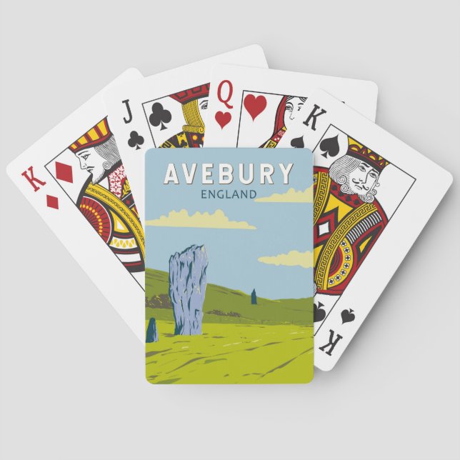 Avebury England Travel Art Vintage Playing Cards (Back)