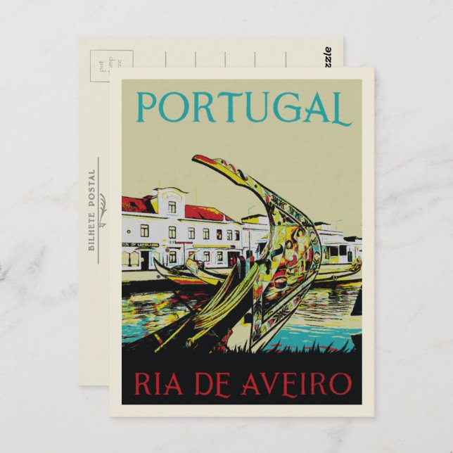 Aveiro lagoon illustration Portugal Postcard (Front/Back)
