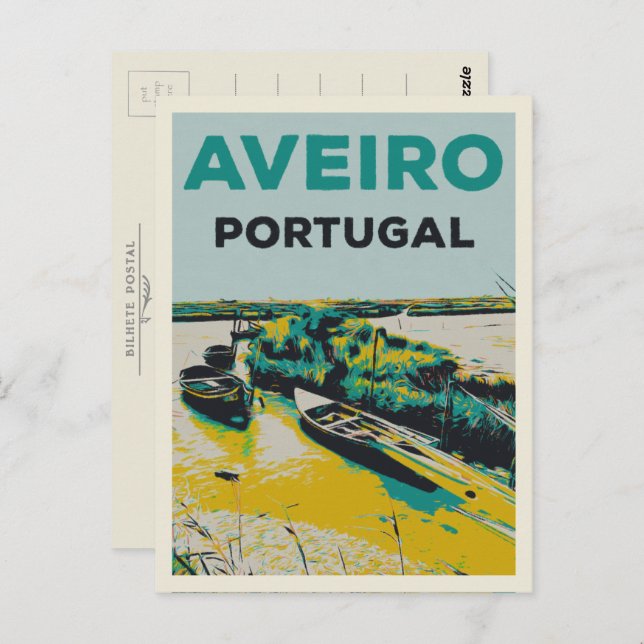Aveiro lagoon illustration Portugal Postcard (Front/Back)