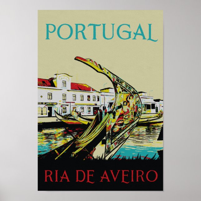 Aveiro Lagoon illustration Portugal vintage travel Poster (Front)
