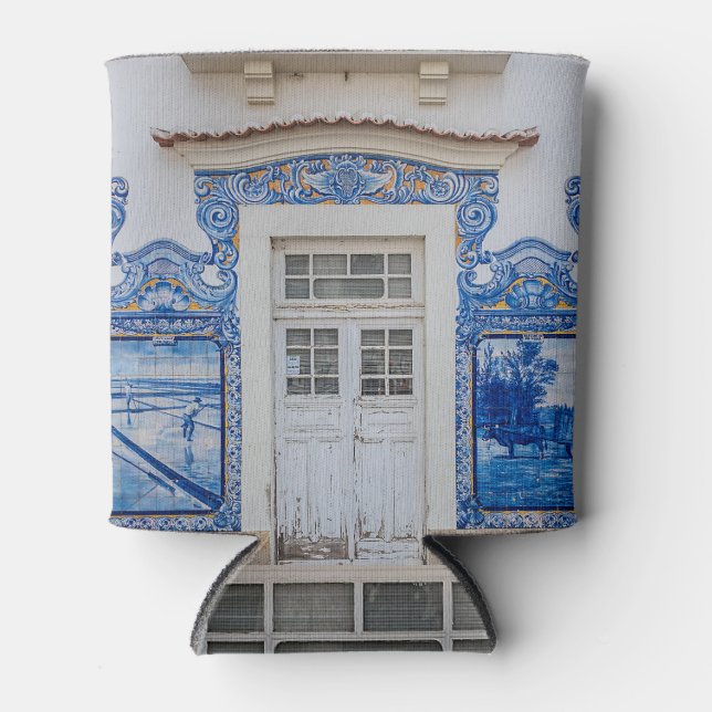 Aveiro Station: Azulejos Artistry Can Cooler (Front)