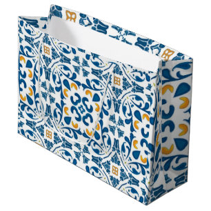 Aveiro Symphony Elegant Portuguese Blue and Gold  Large Gift Bag