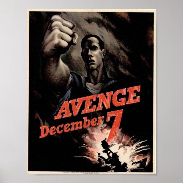 Avenge December 7 Vintage War Office Poster (Front)