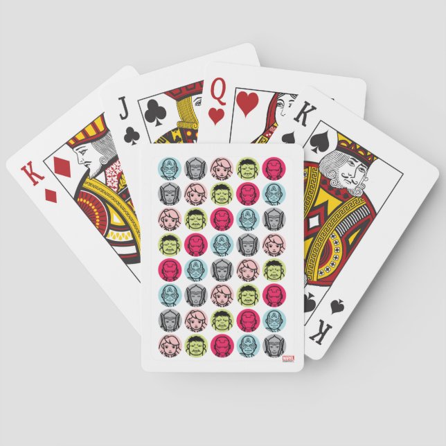 Avengers Stylised Line Art Icons Pattern Playing Cards (Back)