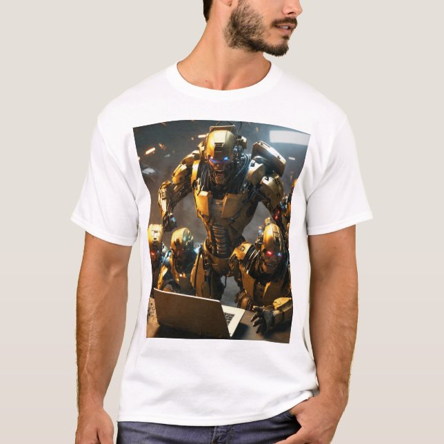 Avengers vs. Cyborgs – Futuristic City Battle Tee (Front)