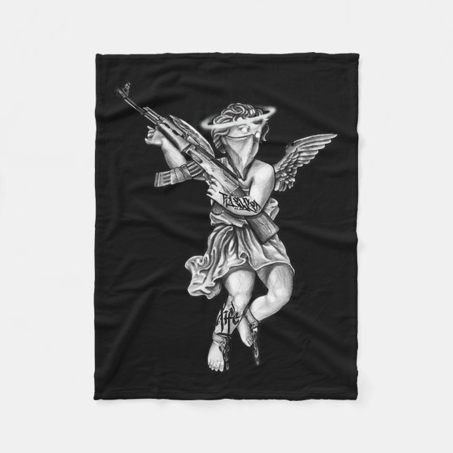 Avenging Angel Sinner Chicano Tattoo  Fleece Blanket (Front)