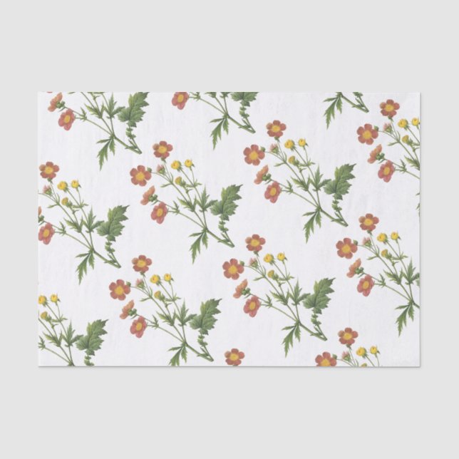Avens Flower Pattern Tissue Paper (Front)
