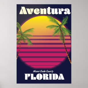 Aventura Florida USA 80s travel poster