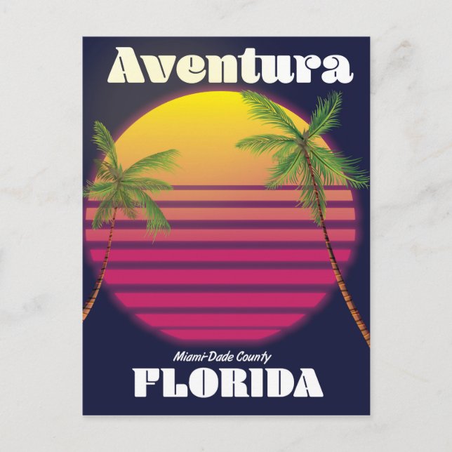 Aventura Florida USA 80s travel poster Postcard (Front)