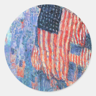 Avenue in the Rain by Frederick Childe Hassam Classic Round Sticker