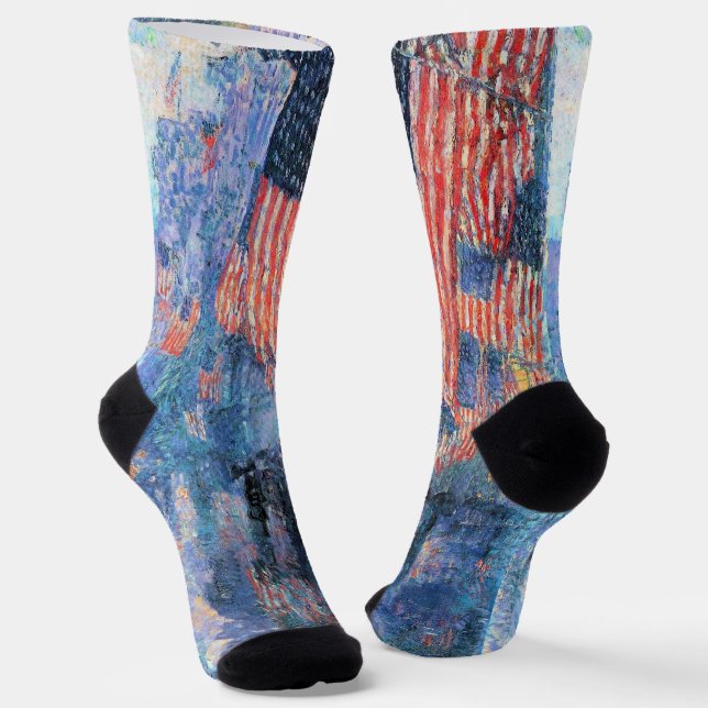 Avenue in the Rain by Frederick Childe Hassam Socks (Angled)
