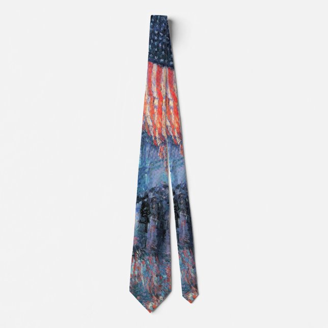 Avenue in the Rain by Frederick Childe Hassam Tie (Front)