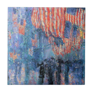 Avenue in the Rain by Frederick Childe Hassam Tile